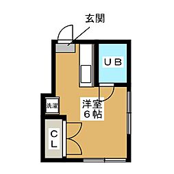 エトワール若宮 ワンルームの間取図画像