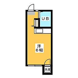 クラールハイム ワンルームの間取図画像