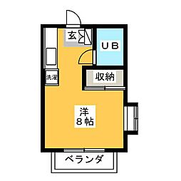 シャンテセゾン ワンルームの間取図画像