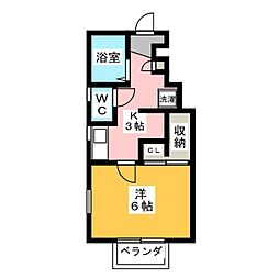 KEフラッツ 1Kの間取図画像