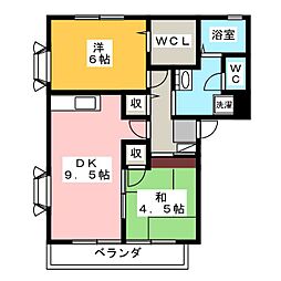 ボヌール・エム 2DKの間取図画像