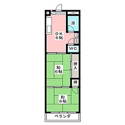 吉田ハイツ 2DKの間取図画像