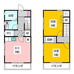 サンパルコート 1階2DKの間取り