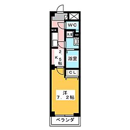 リブリ-GLANZ 1Kの間取図画像