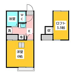 Ruf 2階1Kの間取り
