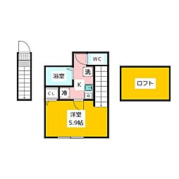 Muret東伏見 2階1Kの間取り