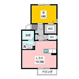グランドゥール 1階1LDKの間取り
