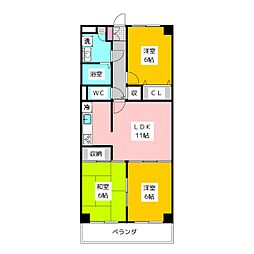 グランドゥール田無 4階3LDKの間取り