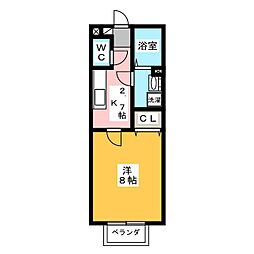 プライムコートI 1階1Kの間取り