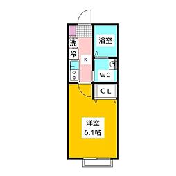 アリビオ石神井台 1階1Kの間取り