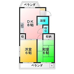 ファミール若月 2DKの間取図画像