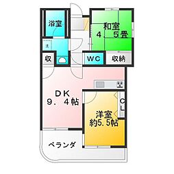 メゾン・ド・ヴェール 2DKの間取図画像
