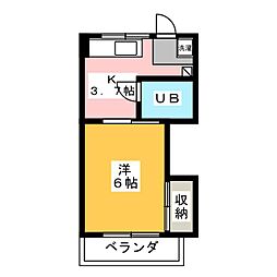 コーポ大澤 1Kの間取図画像
