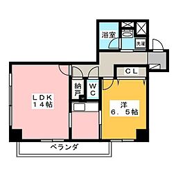 プレミールコート 1LDKの間取図画像