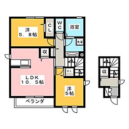 メゾンルミナス 2LDKの間取図画像