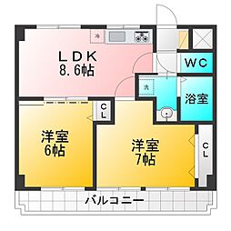 西武ルミエール武蔵関マンション 2LDKの間取図画像