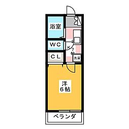 マーブルコート 1Kの間取図画像