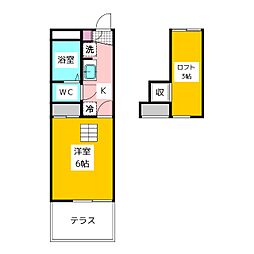 レオパレスKEITA 1Kの間取図画像