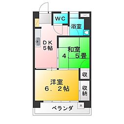 井草関口マンション 2DKの間取図画像