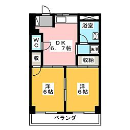 第2関口マンション 2DKの間取図画像