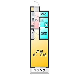 プライマル武蔵関 1Kの間取図画像
