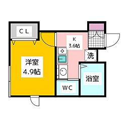 GARDENHILLS西武柳沢 1Kの間取図画像