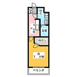 パーシモン芝久保 1Kの間取図画像