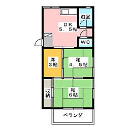 第二下田ハイツ 3DKの間取図画像