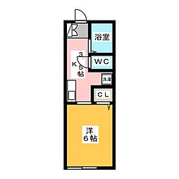 コーポソレイユ 1Kの間取図画像