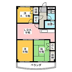 メゾンベルヴュー 3DKの間取図画像