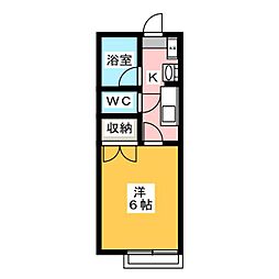 メルベーユアビテ 1Kの間取図画像