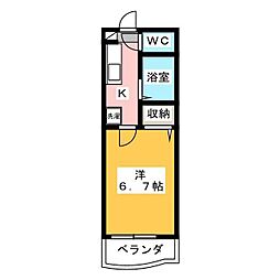 ラ・フローラ武蔵野6 1Kの間取図画像