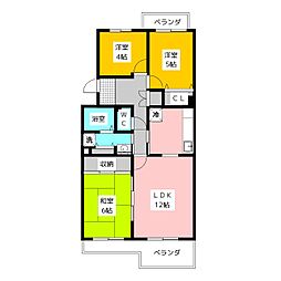 コーポレート東伏見10号棟 3LDKの間取図画像