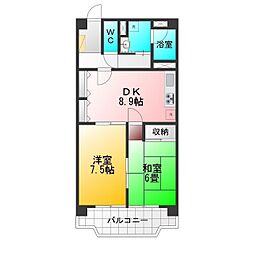 エスポワール上鷺 2DKの間取図画像