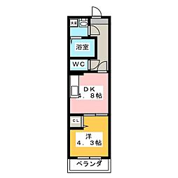 セレスティア白鷺 1DKの間取図画像