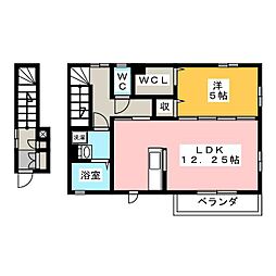 ボヌールF 1LDKの間取図画像