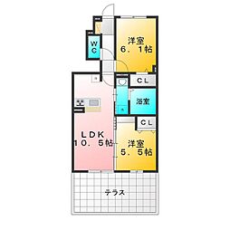 アヴァンティ 2LDKの間取図画像