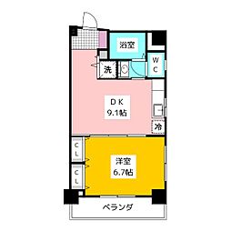 ハピネス・1 1DKの間取図画像