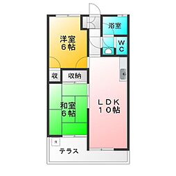 北原マンション 2LDKの間取図画像