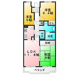 クレールメゾン 3LDKの間取図画像