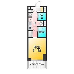 リフュージュ・ハピネスタワー ワンルームの間取図画像