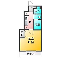 ソレイユイースト 1Kの間取図画像