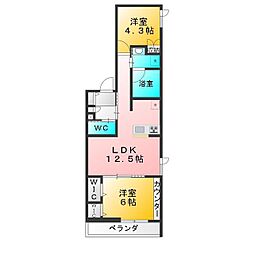 セレーナ柳沢 2LDKの間取図画像