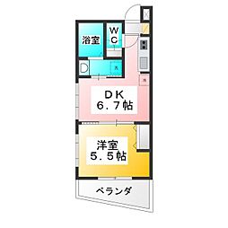 ピアコートTM東伏見弐番館 1DKの間取図画像