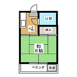 ハイツ御殿山 2階1Kの間取り