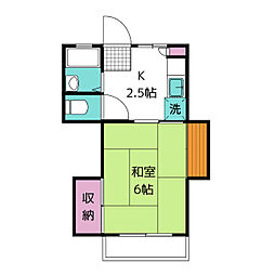コーポおかだ 2階1Kの間取り