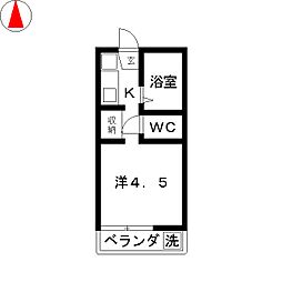 コーポトミザワ 2階ワンルームの間取り