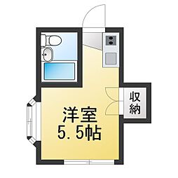 リバーウエストA棟 ワンルームの間取図画像