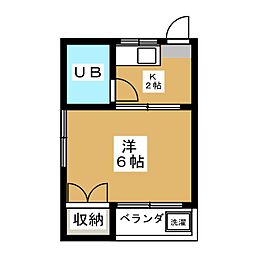 キャトルモンド 1Kの間取図画像