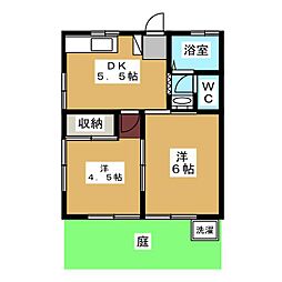 コーポさつき 2DKの間取図画像